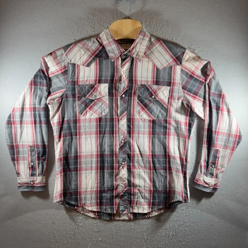 1724 | Levi's Plaid Western Pearl Snap Shirt Red Mens L